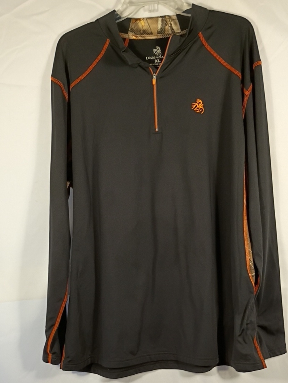 EUC Legendary Whitetails Men's Black Long-Sleeve 1/4 Performance Top Sz XL Camo